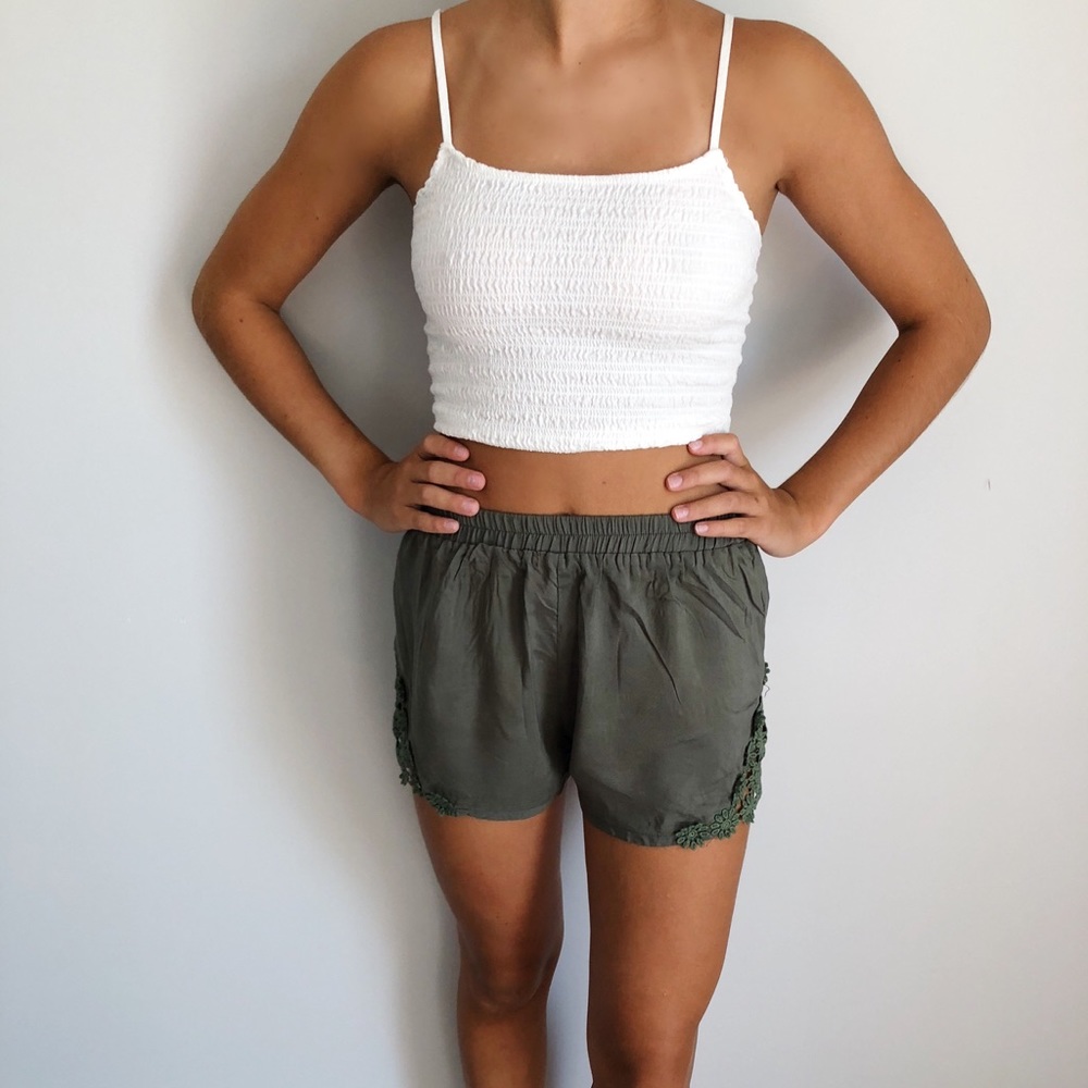 LF Olive Green Flowy Shorts